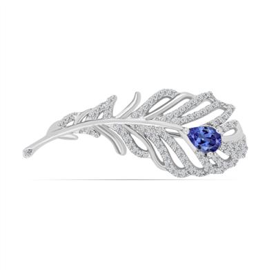 BUY STERLING SILVER BROOCH WITH TANZANITE GEMSTONE